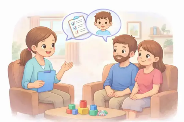 Familia recibiendo orientación psicoeducativa